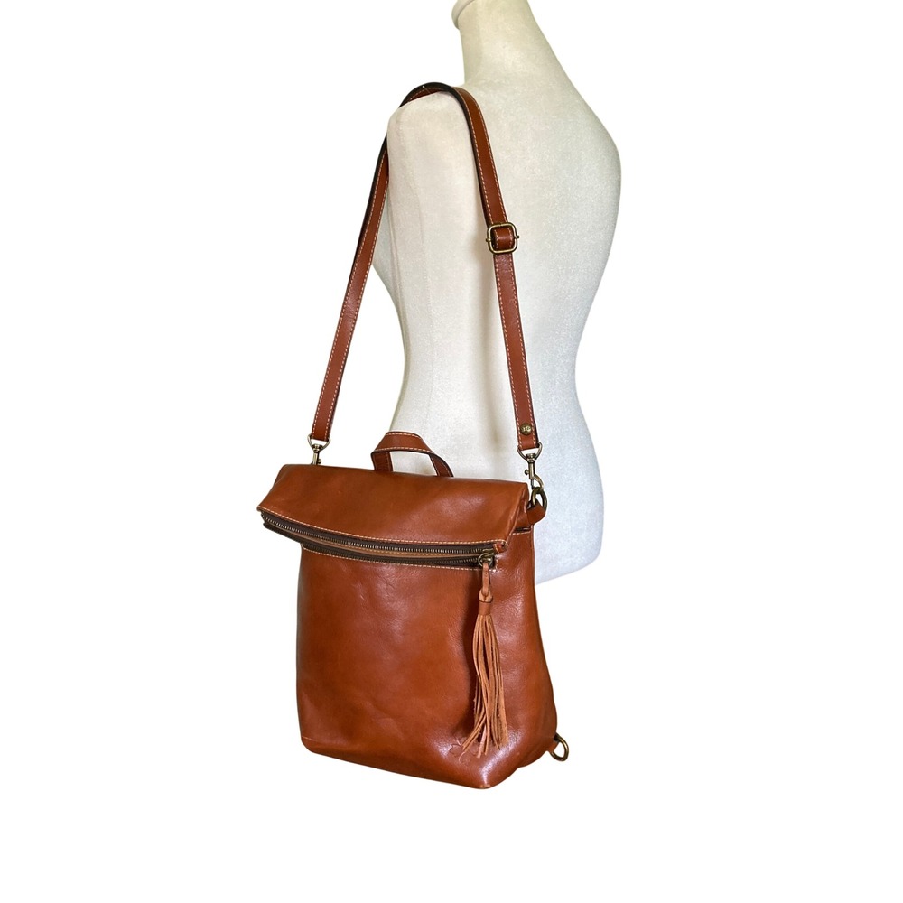 Patricia Nash Luzille Backpack Purse Tassel Leather Convertible Tan - Picture 2 of 16
